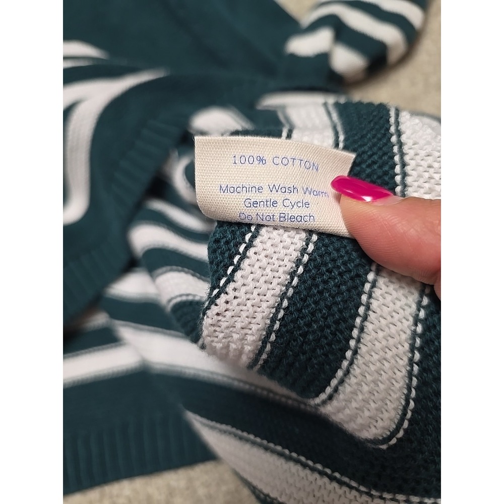 Alice Walk Womens Cotton Mock Neck Green Stripe Sweater Discontinued Color Sz S - Picture 11 of 11